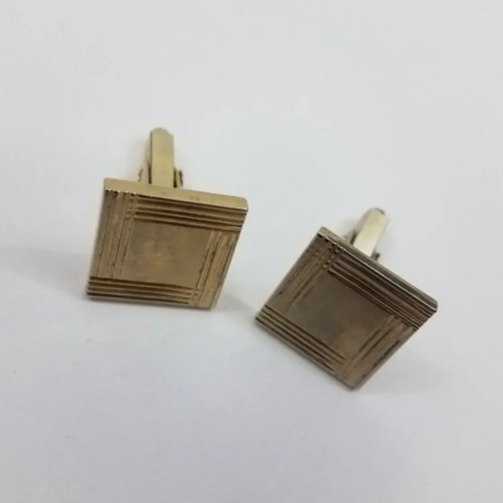 ! Gold‎ Tone Cufflinks Mens Square Minimalist Jewel